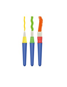 Early age Kids paint brush set, flat, point, round, 3pcs/blister card 2