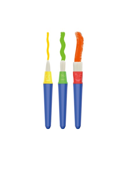 Early age Kids paint brush set, flat, point, round, 3pcs/blister card