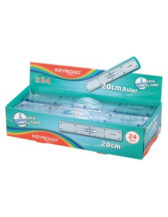 24pcs 20cm plastic ruler with grip/display box