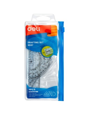 Drafting Set Deli 4 pcs transparent