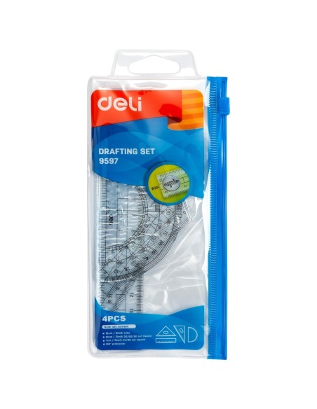 Drafting Set Deli 4 pcs transparent