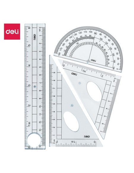 Drafting Set Deli 4 pcs transparent