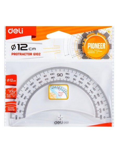 180 degree Protractor Easy-grab 12cm Transparent