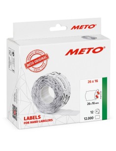 Hinnapüstolilint METO 26x16mm valge püsiv 12rl/pk 2