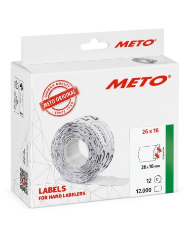 Hinnapüstolilint METO 26x16mm valge püsiv 12rl/pk
