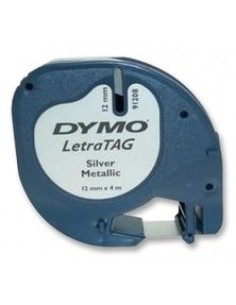 Tape Letratag plast 12mm x 4m silver