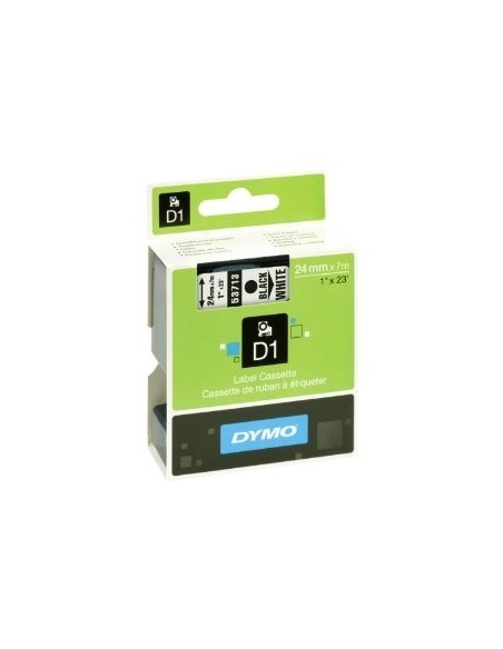 Kleepkirjalint Dymo 24mm x 7m must tekst valgel 53713