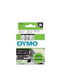 Kleepkirjalint Dymo D1 9mm x 7m must tekst valgel 40913