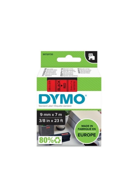 DYMO D1 Labels, 9mm x 7m Roll, Black Print on Red, Self-Adhesive Labels for LabelManager Label Printers, Authentic