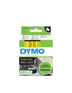 Kleepkirjalint Dymo D1 9mm x 7m must tekst kollasel 40918