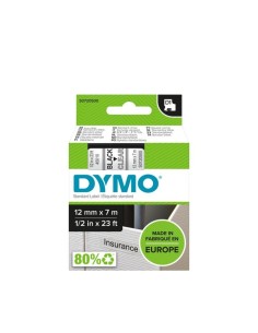 DYMO D1 Labels, Black Print on Clear, 12mm x 7m, Self-Adhesive, for LabelManager Label Printers, Authentic