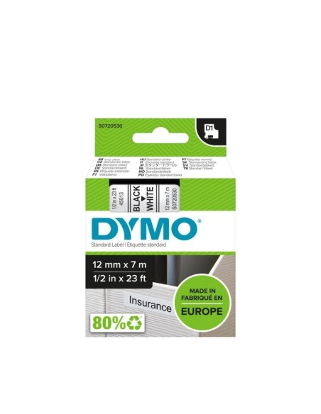 DYMO D1 Labels, Black Print on White, 12mm x 7m, Self-Adhesive Labels for LabelManager Label Printers, Authentic