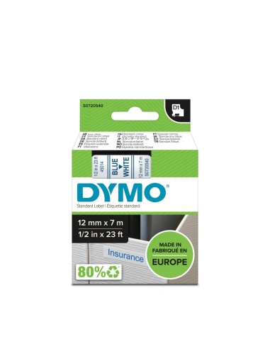 Kleepkirjalint Dymo D1 12mm x 7m sinine tekst valgel 45014