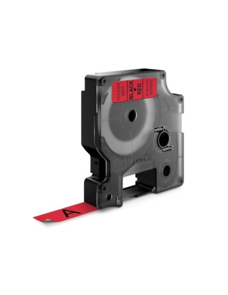 Kleepkirjalint Dymo D1 12mm x 7m must tekst punasel 45017