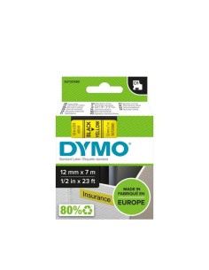 Kleepkirjalint Dymo D1 12mm x 7m must tekst kollasel 45018