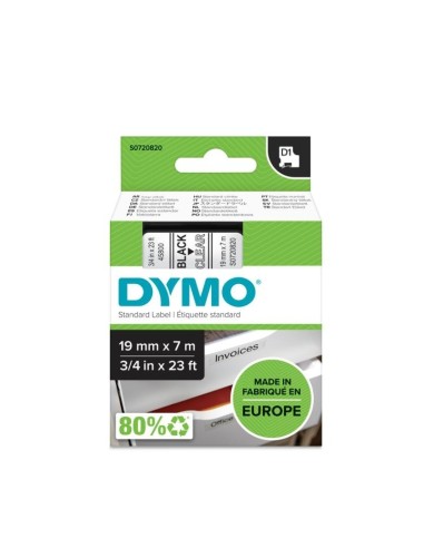 Kleepkirjalint Dymo D1 19mm x 7m must tekst läbipaistval 45800
