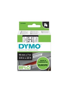 Kleepkirjalint Dymo D1 19mm x 7m must tekst valgel 45803