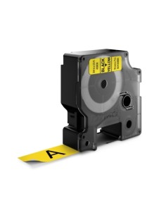 Kleepkirjalint Dymo D1 19mm x 7m must tekst kollasel 45808 2