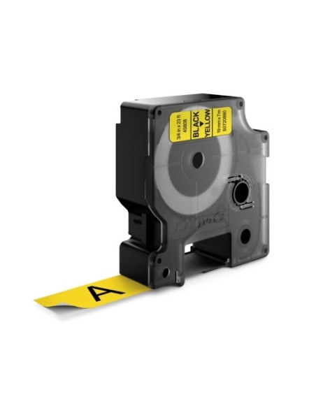 Kleepkirjalint Dymo D1 19mm x 7m must tekst kollasel 45808