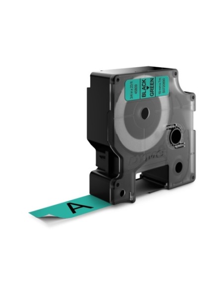 Tape Dymo D1 19mm x 7m black on green (O)