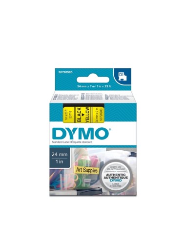DYMO D1 Labels, 24mm x 7m Roll, Black Print on Yellow, Self-Adhesive Labels for LabelManager Label Printers, Authentic