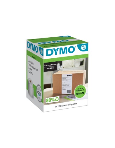 DYMO LW Extra Large Shipping Labels for LabelWriter 4XL Label Maker, 104mm x 159mm, Roll of 220, Black Print on White, Authentic