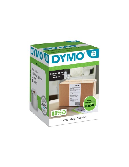 DYMO LW Extra Large Shipping Labels for LabelWriter 4XL Label Maker, 104mm x 159mm, Roll of 220, Black Print on White, Authentic
