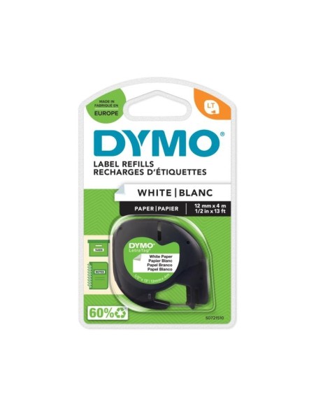 Kleepkirjalint Dymo LetraTag paber 12mm x 4m valge matt