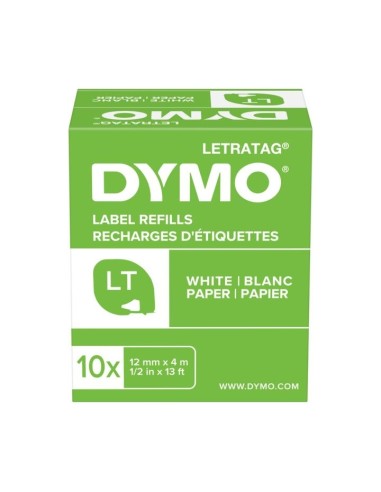 Tape Dymo Letratag plast 12mm x 4m white matt