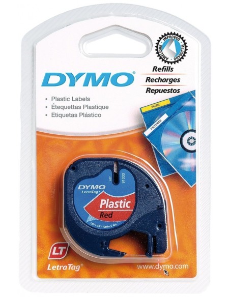 Kleepkirjalint Dymo LetraTag 12mm x 4m punane 91203