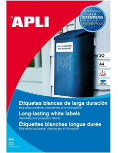 Labels Apli 210x297mm weatherproof 20 sheet