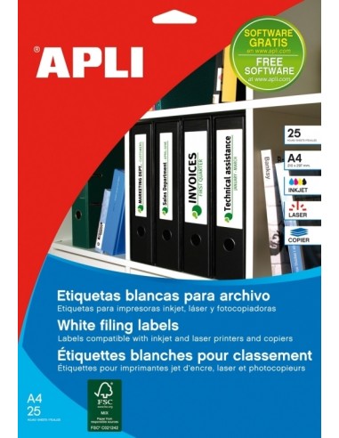 Etiketid Apli 1233 190x61mm A4/25L