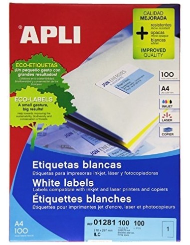 Etiketid Apli 1281 210x297mm A4/100L