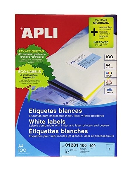 Etiketid Apli 1281 210x297mm A4/100L