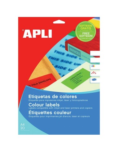 Labels Apli 210x297mm A4/20h fluor yellow