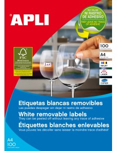 Labels Apli 36,8x23,8mm A4/100sh, removable 2