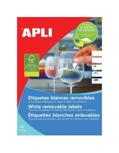 Labels Apli 38x21.2mm A4/100sh, removable