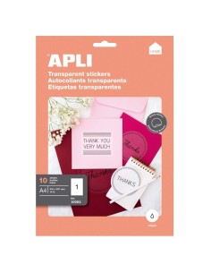 Labels Apli 210x297mm A4, 10sheet  transparent glossy for Inkjet printers 2