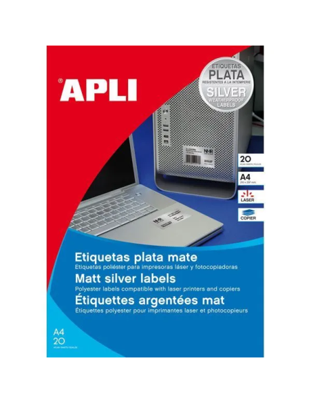 Labels Apli  210x297mm  20s metallic silver