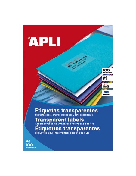 Labels Apli 70x37mm A4, 100sheet  transparent