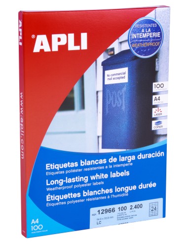 Etiketid Apli 12966 64,6x33,8 mm A4/100L