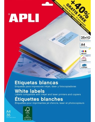 Etiketid Apli 13883 ring 40mm A4/25L valge