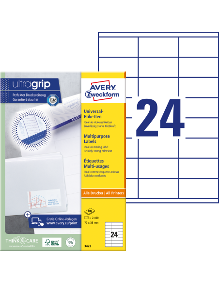 Labels Zweckform 70x35mm A4/100sh