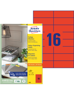 Labels Zweckform 105x37 red A4/100 sheet