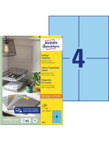 Labels Zweckform 105x148 mm A4/100sh blue