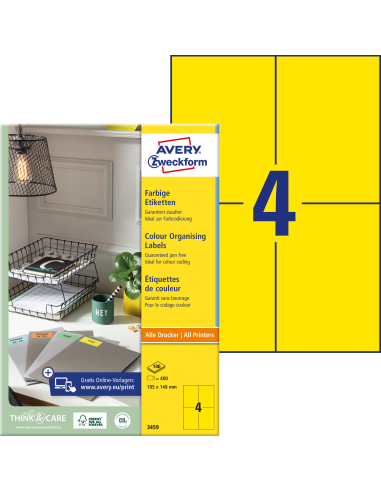 Labels Zweckform 105x148mm yellow