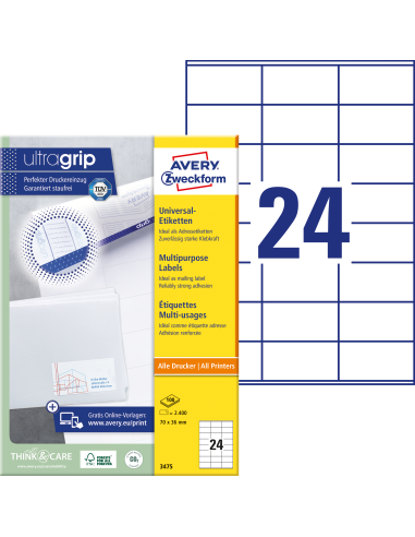 Labels Zweckform 70x36mm A4/100sh