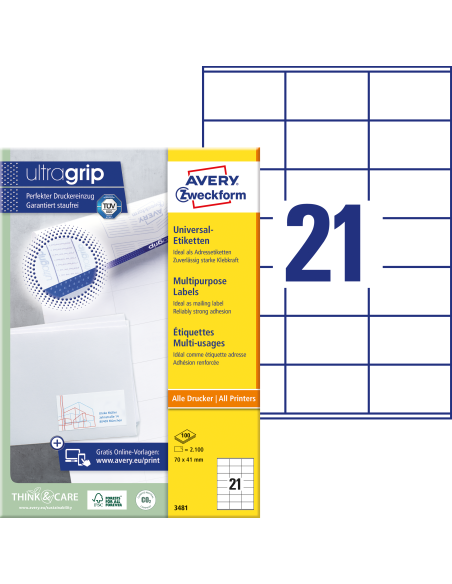 Labels Zweckform 70x41mm A4/100sh