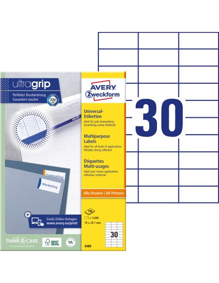 Labels Zweckform 70x29,7mm A4/100sh