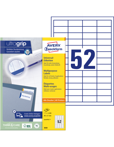 Labels Zweckform 48x21mm A4/100sh